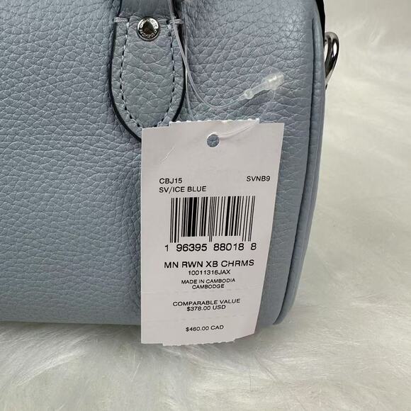 Coach Mini Rowan Crossbody Bag With Charms CBJ15 In Leather/Silver/Ice Blue NWT - Picture 5 of 10
